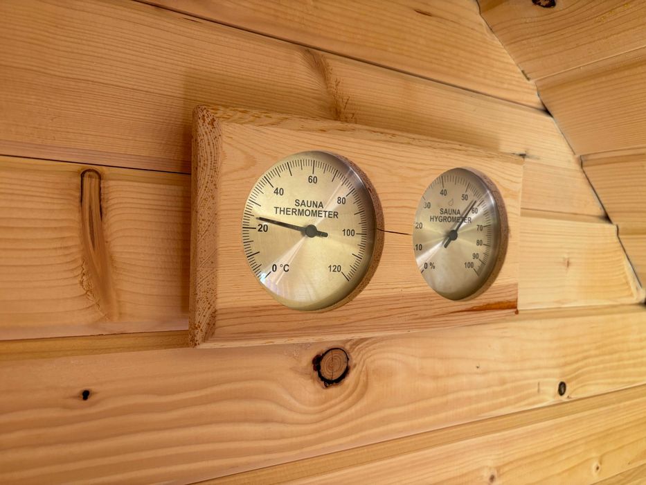 Sauna drewniana sucha 390cm PRODUCENT z tarasem fińska beczka FV23