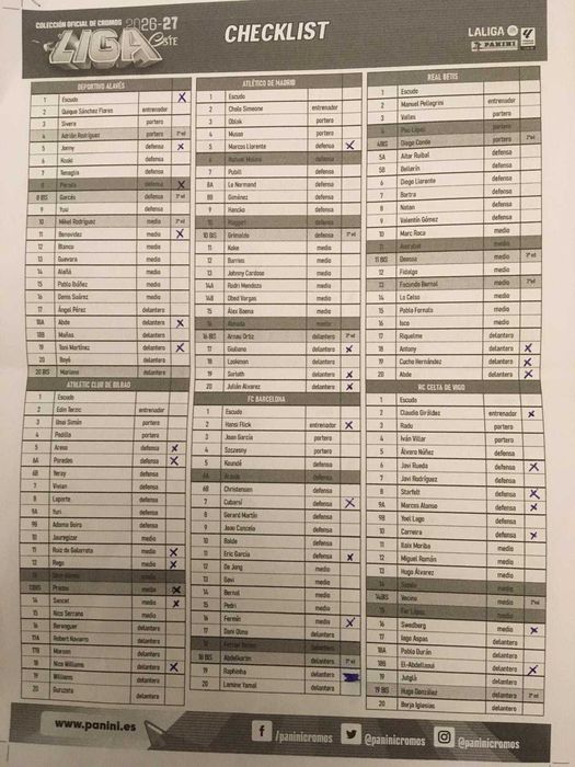 Liga Espanhola 2026-27 - Listas Atualizadas 5 outubro