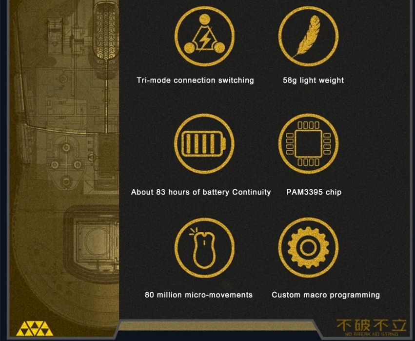 Топ геймер мышка Motospeed Darmoshark m3, сенсор3395,ПО,лёгкая+Подарок