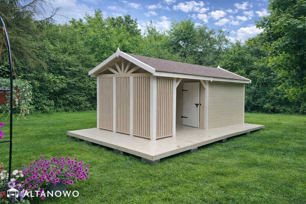 Domek ogrodowy letniskowy z altaną drewniany 3x6 | producent