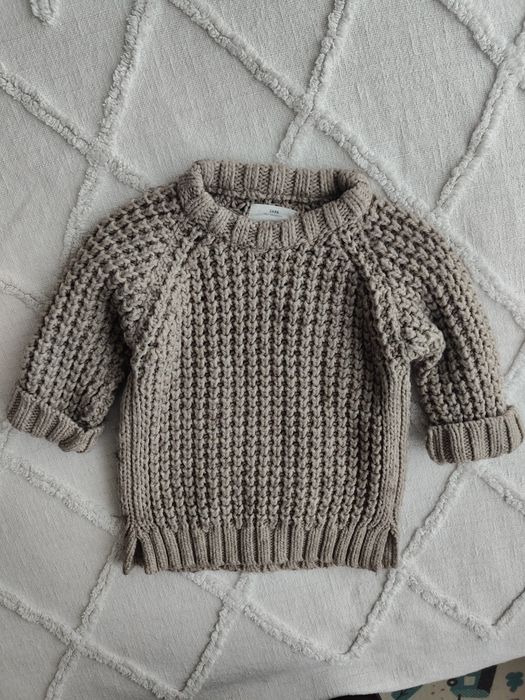 Sweter grubo pleciony Zara 116 beżowy