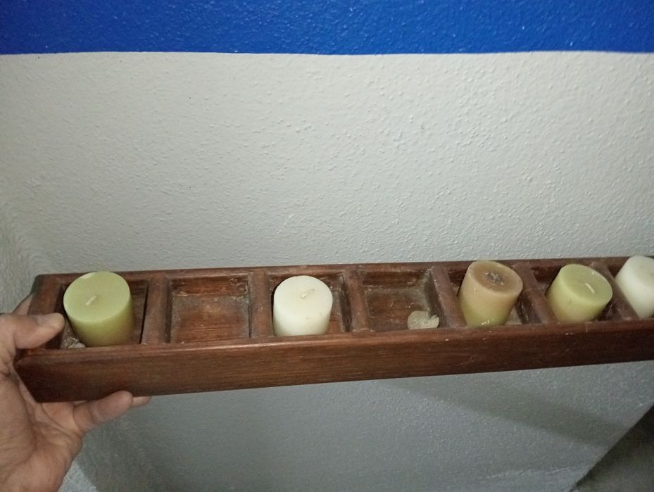 Porta velas de madeira