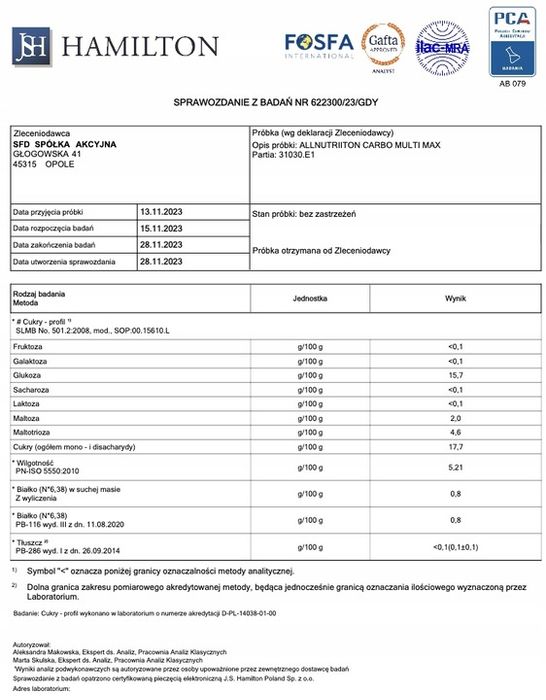 allnutrition carbo multi max 3000g pomarańcza węglowodany energia siła moc