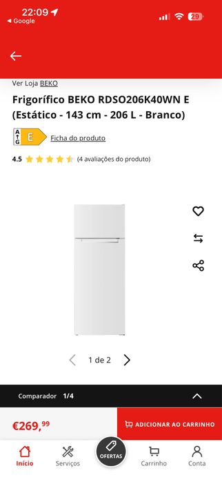 Friorífico Beko  200L nova