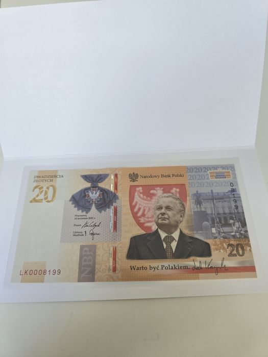 Nanknot kolekcjonerski 20zł Lech Kaczyński. Warto być Polak