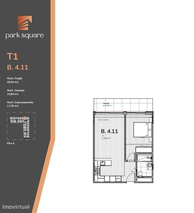 T1 Novo c/ Varanda no Centro de Gaia - Empreendimento Park Square