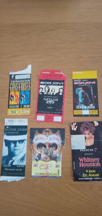 Bilhetes concertos dos anos 90