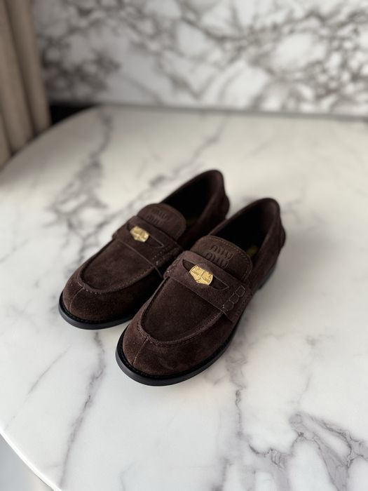 Mokasyny Miu Miu Brown Suede