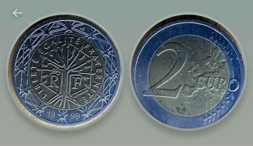 Moeda 2 Euroa França 1999