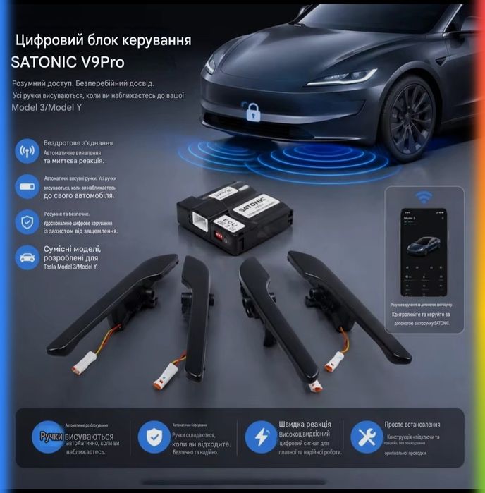 New 2026 світлодіодні електро ручки Satonic V9PRO. Новинка Тесла  M3 MY  Highland Juniper