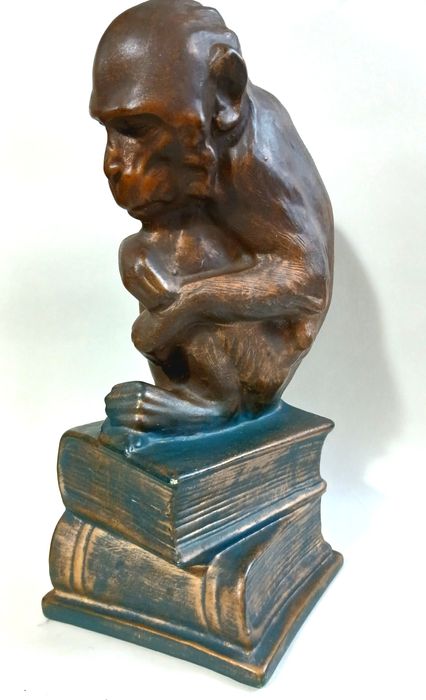 Винтажная большая керамическая копилка Обезьяна Дарвина 37 см