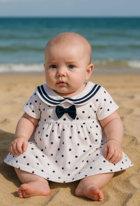 Vestido navy em algodão 1-2m