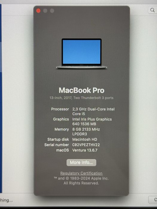 Apple MacBook Pro 13 2017, intel core i5