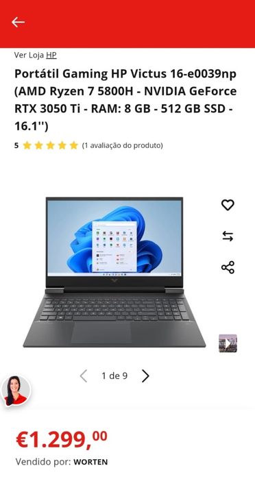 HP Victus 16-e0039np - Usado mas bom estado