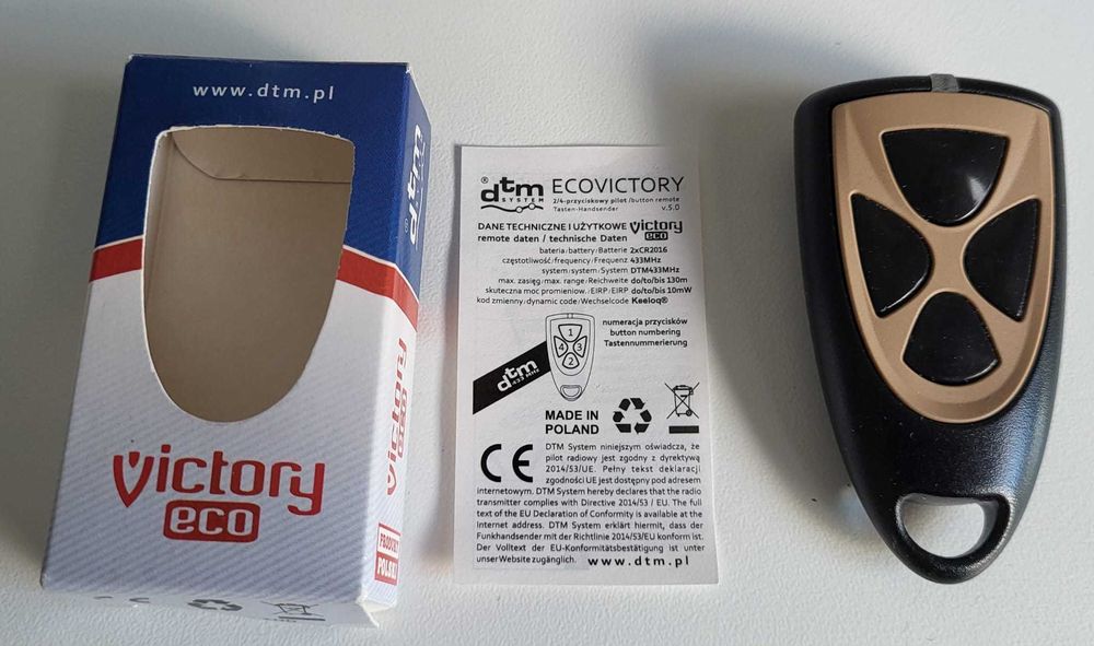 Pilot do bramy garażu szlabanu Victory eco 4 kanały