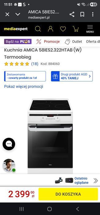 Amica, indukcja, poekarnik.