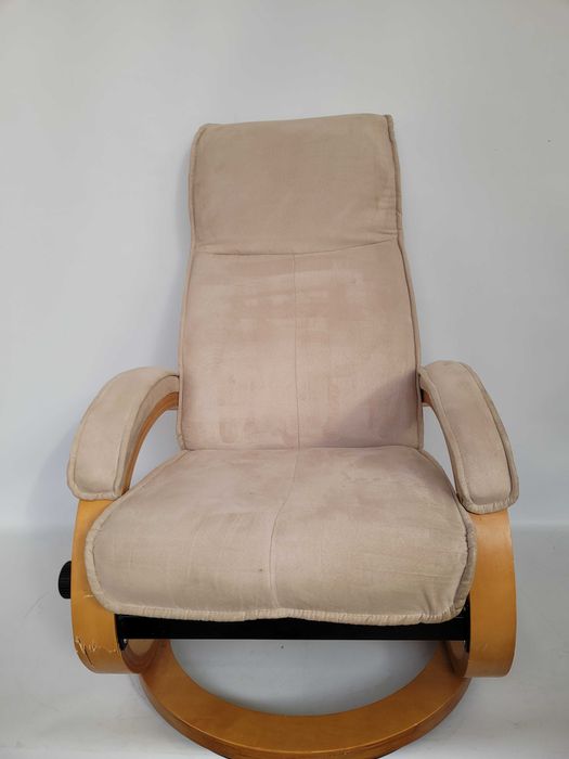 fotel relax odchylany welur podnóżek USZKODZONY