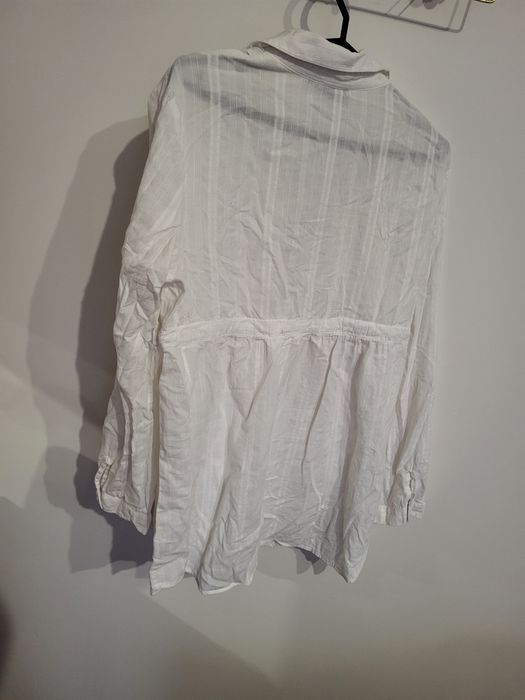 Biała długa koszula wiązana w tali 100% bawełny L