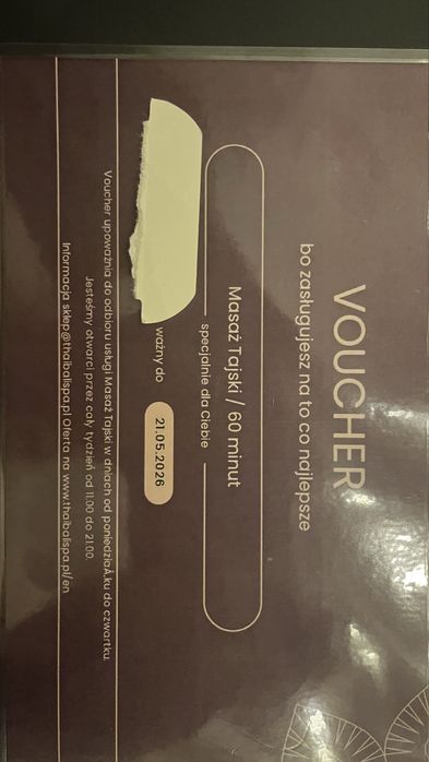 Voucher masaż tajski