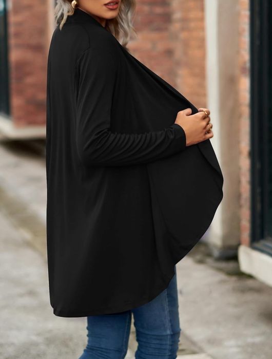 BAISHENGGT Kardigan damski czarny z długim rękawem roz XL