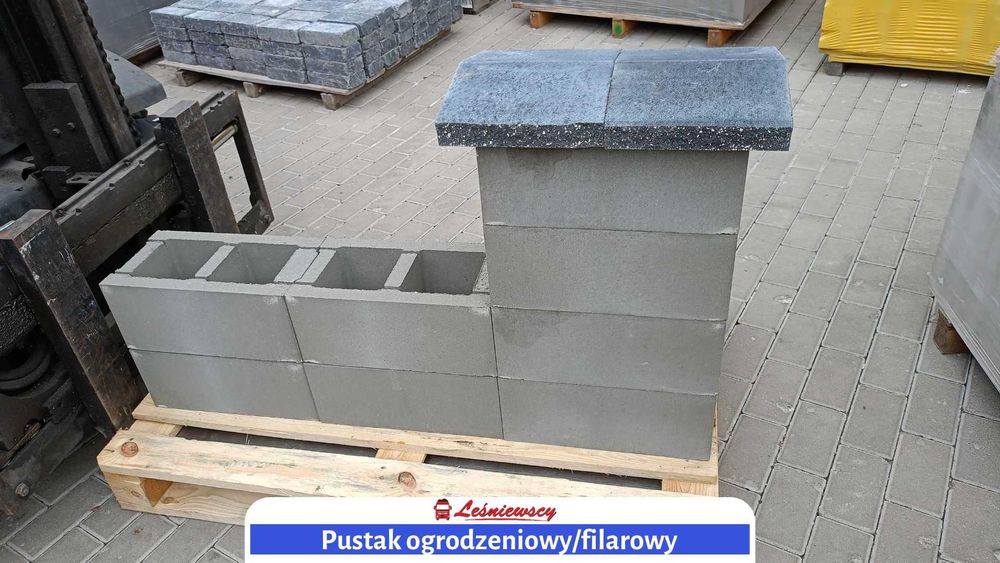 NAJTAŃSZY pustak ogrodzeniowy 38x20x16 cm szary