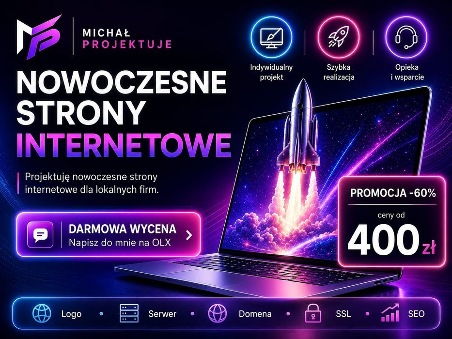 Strona internetowa dla firmy 400 zł | 5 lat gwarancji - Serwer i Domena GRATIS
