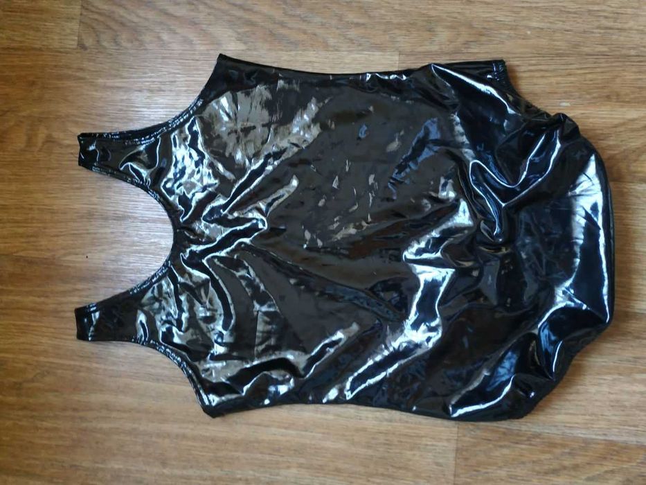 Еротичний спокусливий чорний вініловий чоловічий комбідрес, XL