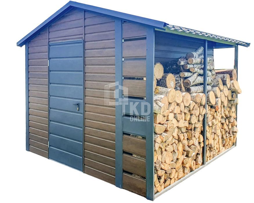 Schowek - Domek Ogrodowy 2,5X3M + Wiata 0,5M - Drewutnia Tkd240