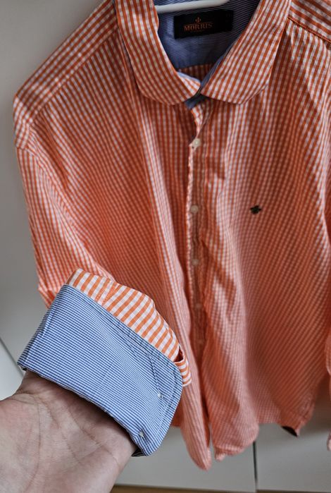 Morris Stockholm męska koszula w kratę pomarańczowa 43  XL