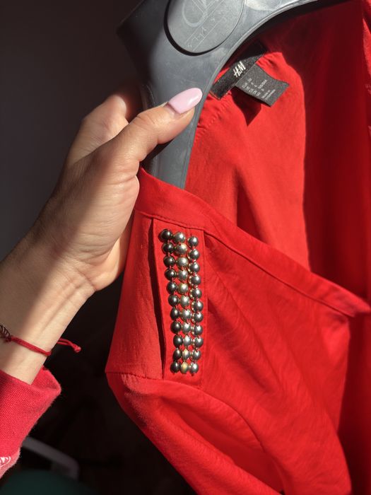 Hm h&m elegancka satynowa bluzka satyna atłas 36 S szpic Pagony