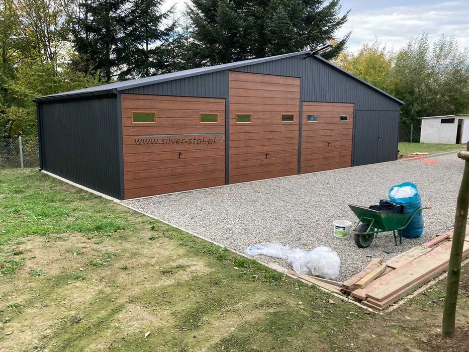Garaż blaszany 12x6m 11x6 Silver-stal Garaże RAL 7016