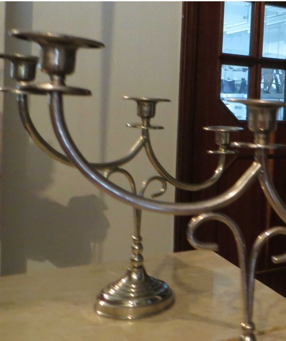 Candelabro 3 braços Séc. XIX, Em Alpaca Altura 26 x 30 cm  - Como Novo