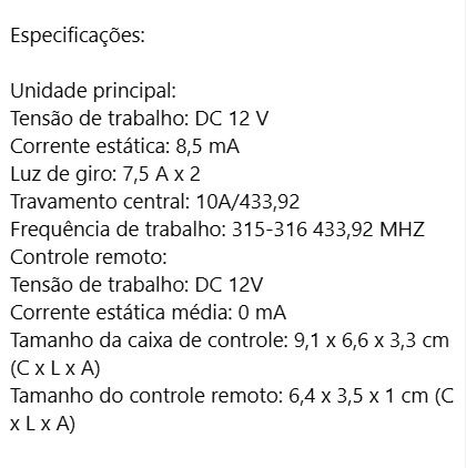D163- Fecho central de portas automoveis com dois comandos