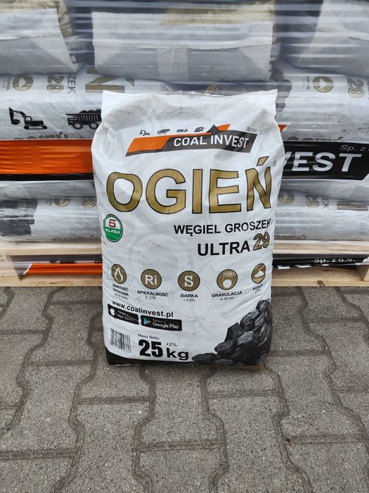 Węgiel Groszek OGIEŃ ULTRA 29 super jakość oryginalny tylko 3% popiołu