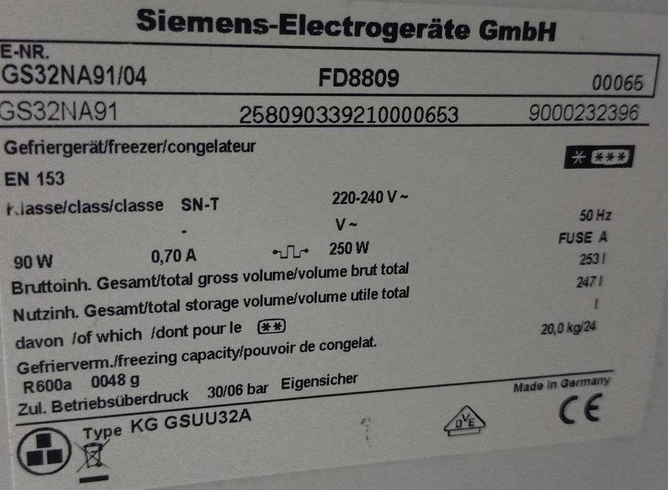 Zamrażarka Siemens GS32NA91/04.