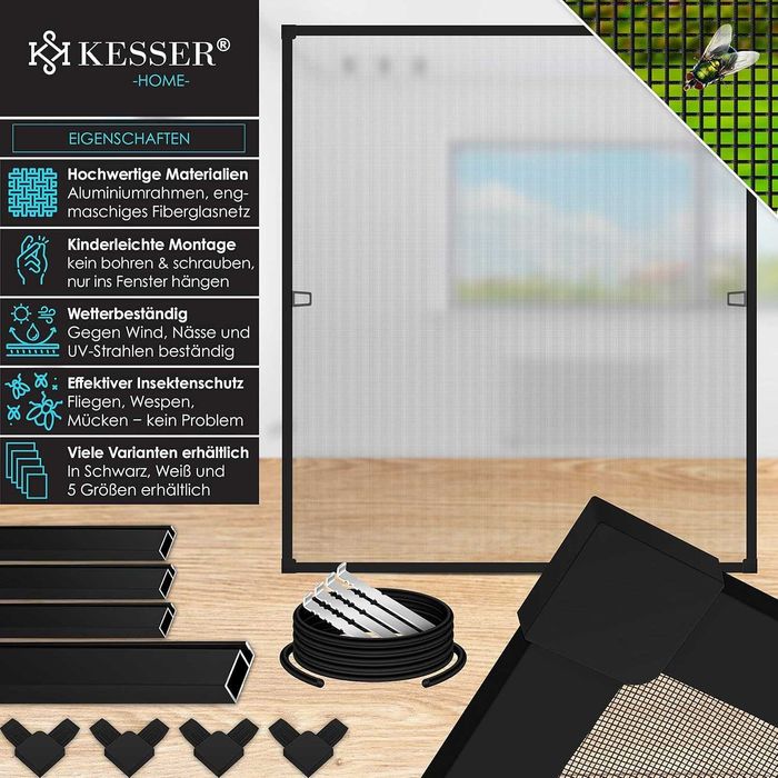 Nowa moskitiera KESSER / siatka 80x100 / czarna roleta/ ochrona !4261!