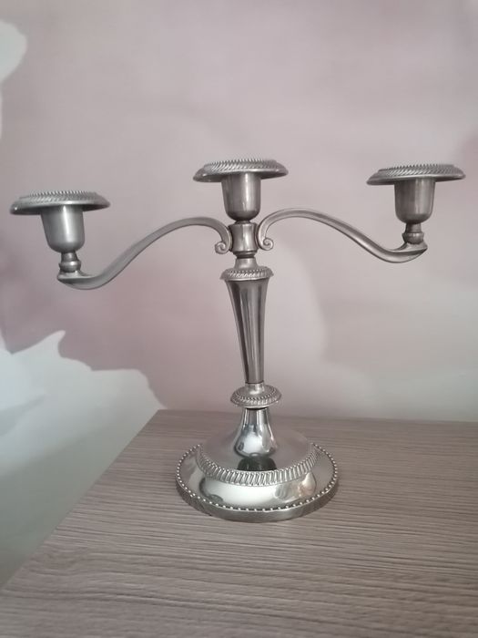 Świecznik metalowy 3 ramienny, lichtarz ozdobny