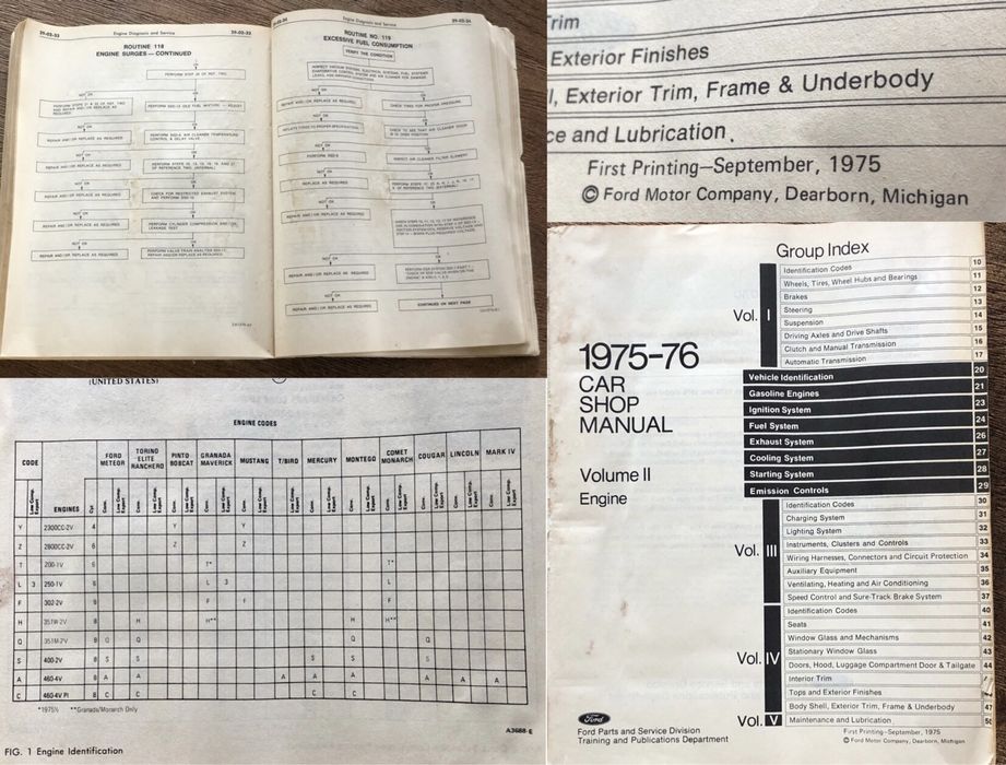 Książka Silnik Ford 1975 76 Car Shop Manual Engine vol 2 retro mechani