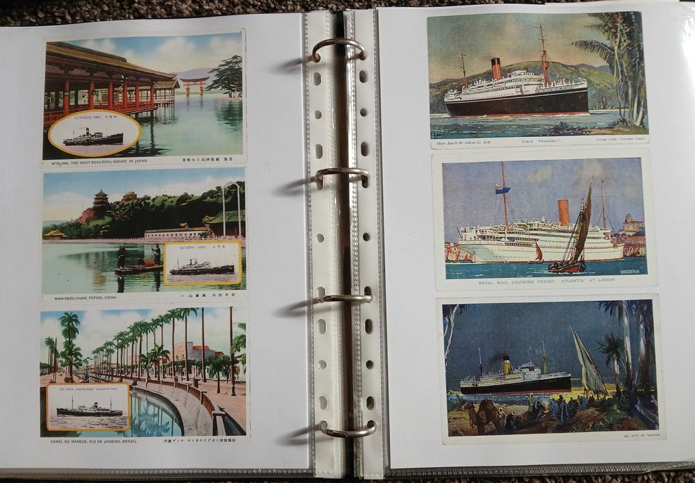 Postais de navios passageiros estrangeiros - pasta com reproduções