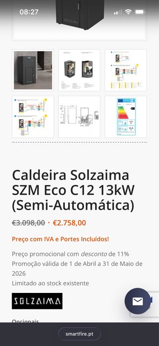 Caldeira pellets Solzaima C12