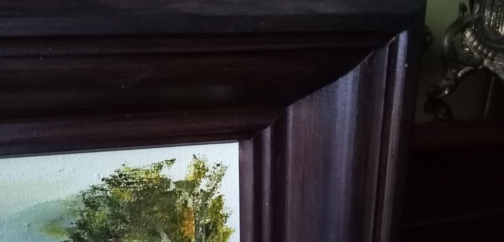 Sygnowany obraz olejny na płótnie w drewnianych rama