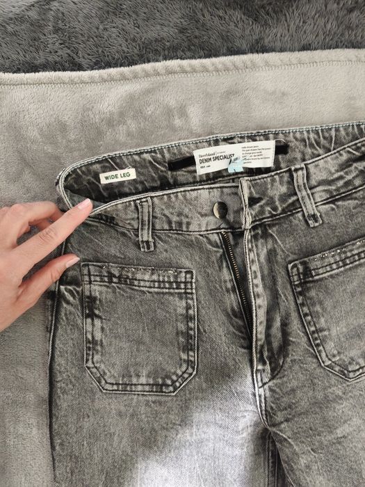 Серые широкие джинсы River Island Wide Leg с карманами (XS / S)