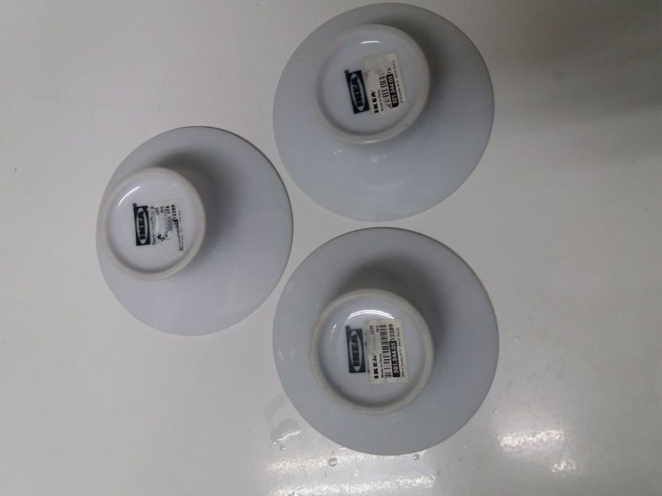 3 suportes de velas redondos novos em loiça cor branca