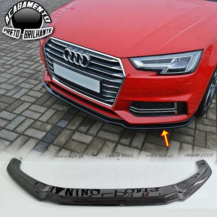 Portes Grátis - Lip / Spoiler Audi A4 S-Line / S4 B9 - Preto Brilhante