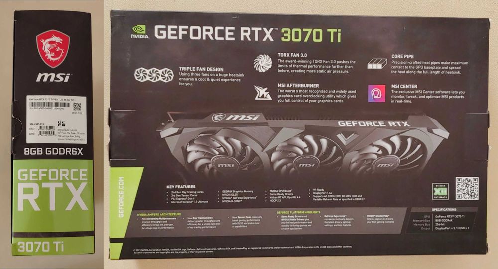 MSI RTX 3070Ti Ventus 3X 8GB OC