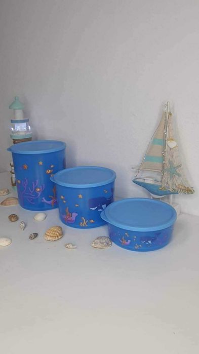 Conjunto 3 Cubix Eco+ Oceano Tupperware Novo