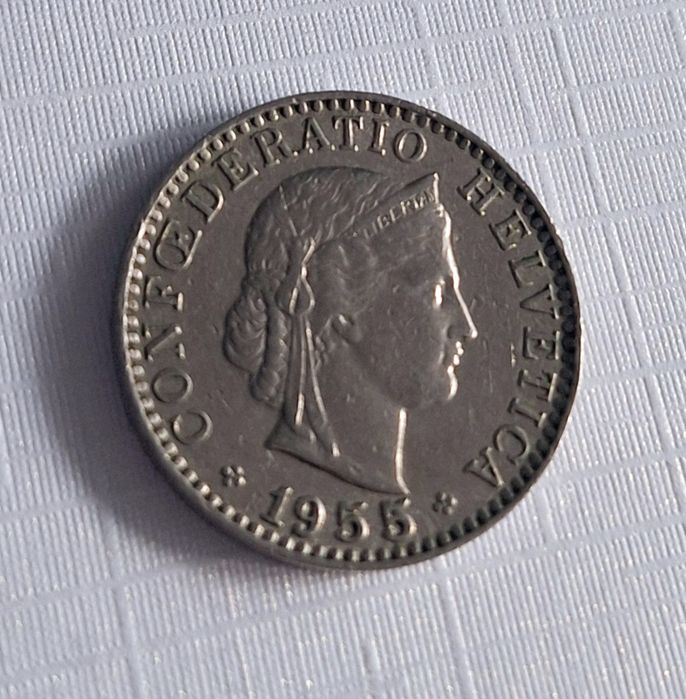 Monety franki szwajcarskie 1992 frank 1955 rappenów 1955