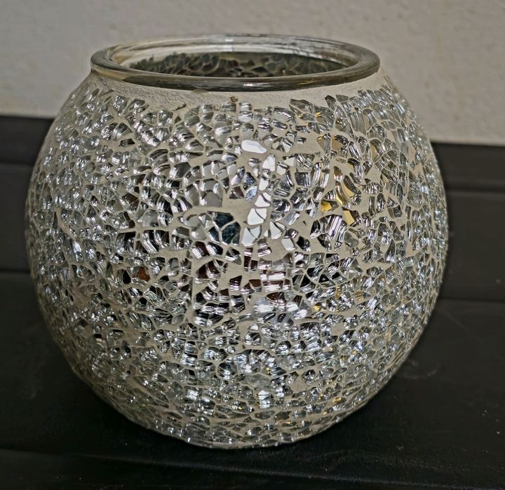 Castiçal / Jarra Decorativa em Mosaico de Espelho (12 cm x 13 cm)