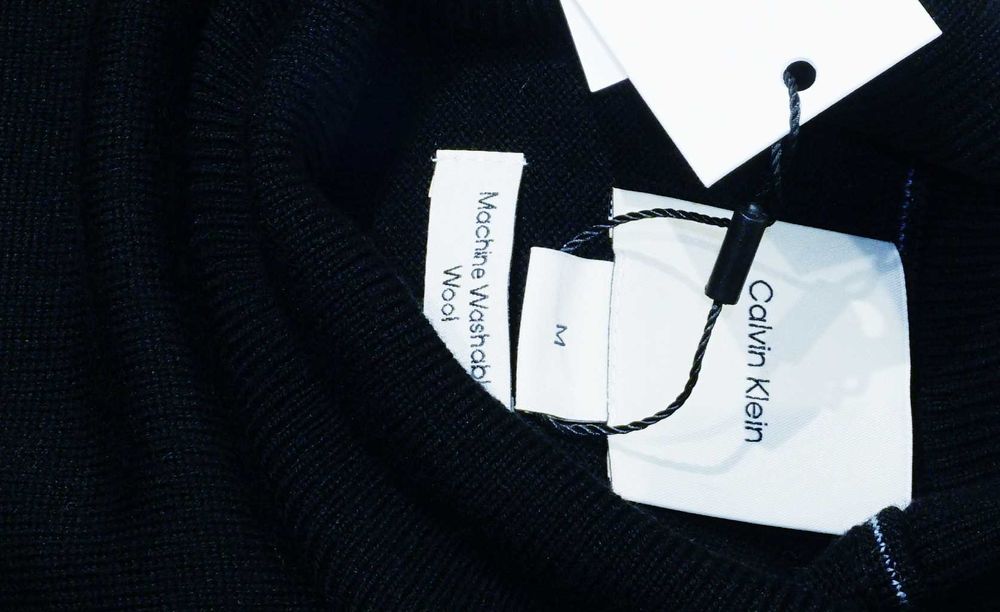 CALVIN KLEIN sweter półgolf L 100% merino czarny dandy Premium Line Cena Producenta: € 290