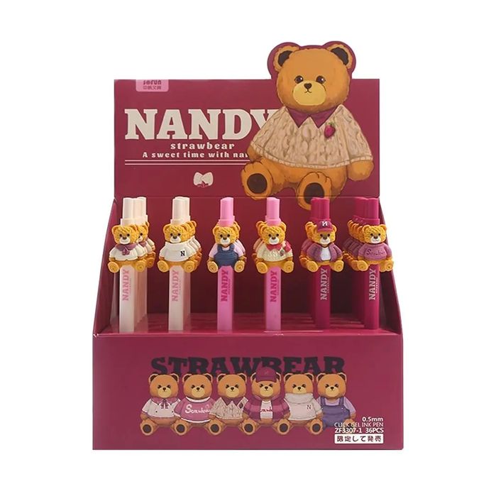 Długopis żelowy Nandy Strawbear (36szt). Cresco